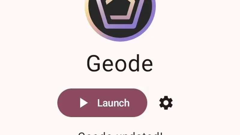 The Geode launcher home screen with Launch button
